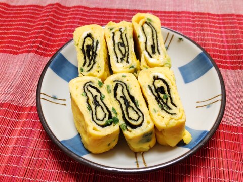 お弁当レシピ♪青ネギと味付け海苔の卵焼き